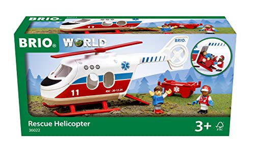 BRIO 36022 Rettungshubschrauber - Eisenbahnzubehör Holzeisenbahn, Spielzeug ab 3 Jahre von BRIO