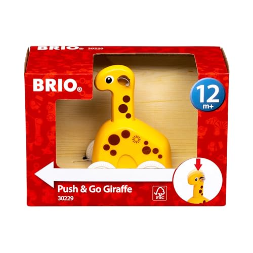 BRIO 30229 Push & Go Giraffe - Niedliches Drück- und Fahrspielzeug in klassicher Optik - Empfohlen ab 12 Monaten von BRIO