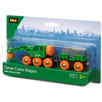 BRIO 63369800 Grüner Kranwagen mit Anhänger und Fracht von BRIO