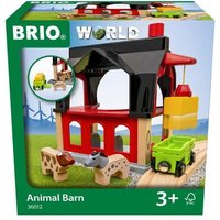 BRIO 63601200 Tierscheune mit Heuwaggon - Zubehör zum Zugset von BRIO