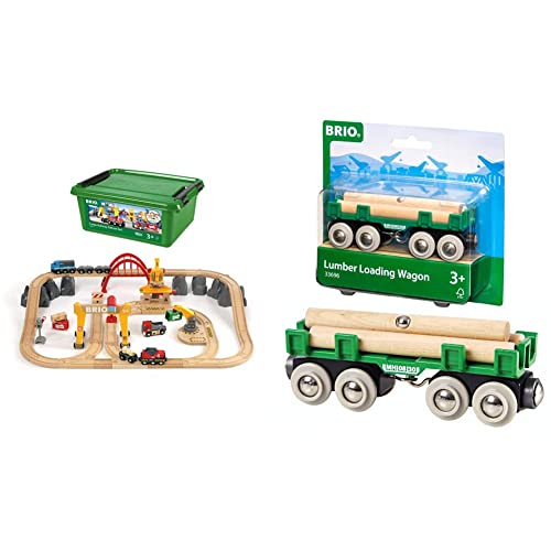 BRIO Bahn 33097 - Frachten Set Deluxe & Bahn 33696 - Langholzwagen von BRIO