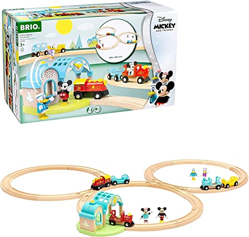 BRIO World 32292 Micky Maus Deluxe Set - Umfangreiches Set Holzeisenbahn inklusive Bahnhof mit Aufnahmefunktion - Empfohlen ab 3 Jahren von BRIO