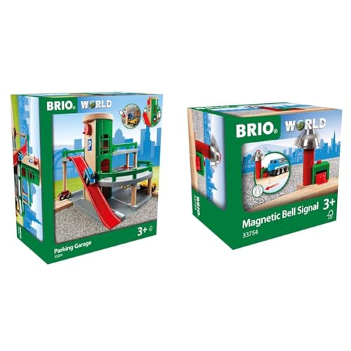 BRIO - Holzeisenbahn-Spielzeug: Parkhaus, Straßen & Schienen & Magnetisches Glockensignal - Eisenbahnzubehör - Empfohlen für Kinder ab 3 Jahren (unisex) von BRIO