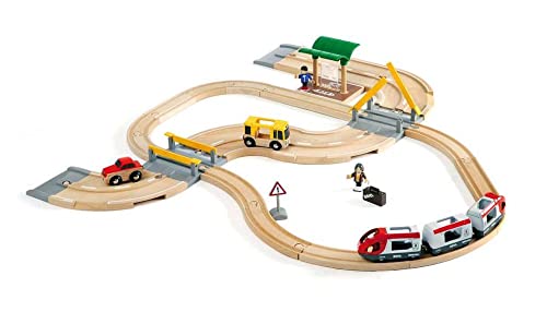 BRIO World 33209 - Straßen und Schienen Reisezug Set Mehrfarbig, 76 x 75 x 0.02 cm von BRIO