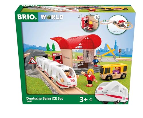 BRIO World 33940 BRIO Deutsche Bahn Ice Set - Eisenbahn-Set mit Schienen, Bahnhof und Zug im Stil der DB - Empfohlen ab 3 Jahren [Exklusiv bei Amazon] von BRIO