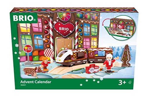 BRIO World 36001 Adventskalender 2022 - Weihnachtlicher Holzeisenbahn-Spaß mit Einer Überraschung hinter jedem Türchen - Empfohlen ab 3 Jahren und kompatibel mit Allen Elementen der BRIO World von BRIO