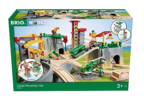 BRIO World 36010 Gebirgs-Frachten Set Deluxe - Eisenbahn-Spaß auf Mehreren Ebenen mit viel Zubehör - Viele Spielmöglichkeiten durch frei kombinierbare Elemente - Empfohlen für Kinder ab 3 Jahren von BRIO