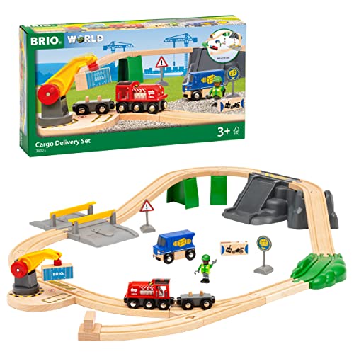 BRIO World – 36023 Frachtenset | 29-teiliges Holzzugset für Kinder ab 3 Jahren von BRIO