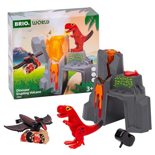 BRIO World - 36092 Dinosaurier-Vulkan mit Ausbruchsfunktion - Zugset für Kinder ab 3 Jahren von BRIO