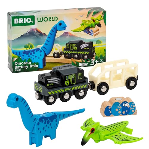 BRIO World - 36096 Dinosaurier Batteriezug - Spielzeugzug für Kinder ab 3 Jahren von BRIO