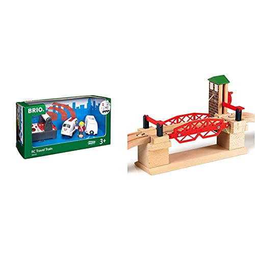 BRIO World IR Express Reisezug – Elektrische Lokomotive mit Fernsteuerung – Zubehör World & World Hebebrücke – Eisenbahnzubehör Holzeisenbahn von BRIO