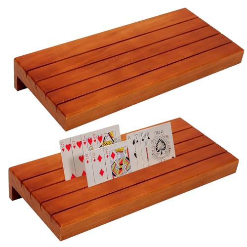 BRISKORE 2 Stück Kartenhalter Kinder, Spielkartenständer aus Holz Spielkartenhalter Kartenständer Spielkarten Aufbewahru Freisprech Kartenständer für Senioren und Kinder von BRISKORE