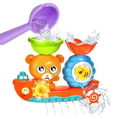 BRISKORE Badewannenspielzeug Badespielzeug Kinder Wasserspielzeug Baby Bär Bee Bath Toys Spielzeug Badewanne Badewannen Bade mit Saugnäpfe Geschenk für Jungen Mädchen Geburtstag ab 1 2 3 4 5 6 Jahre von BRISKORE