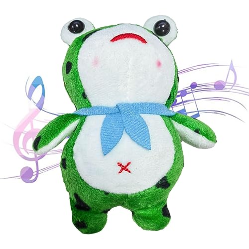 BROJAQ Gefüllter Frosch Schlüsselanhänger | Frosch-Plüschtier mit Sound - Froschzubehör für Kinder ab 3 Jahren, Plüsch-Schlüsselanhänger für Kinderschlüssel, Geldbörse, Rucksack, Taschen von BROJAQ