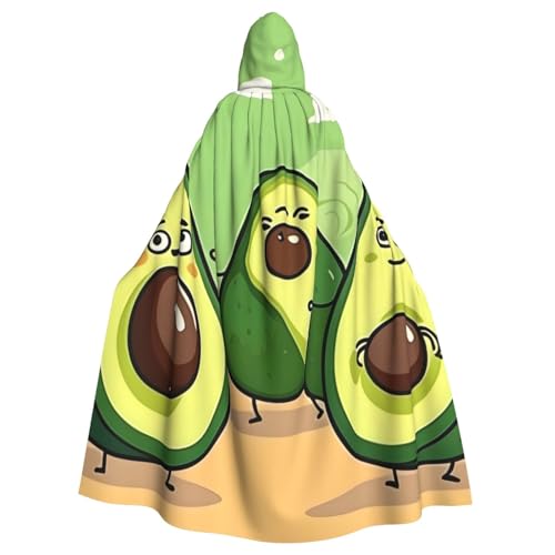 BROLEO Halloween-Umhang mit Kapuze für Erwachsene für Partys und Kostüme, lustiges Cartoon-Avocado-Bild von BROLEO