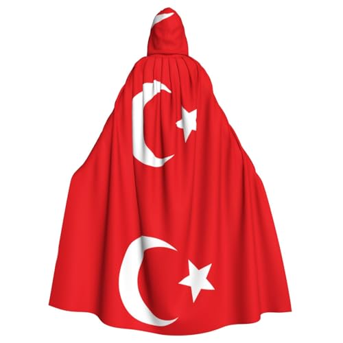 BROLEO Halloween-Umhang mit Kapuze für Partys und Kostüme, Motiv: Flagge der Türkei von BROLEO