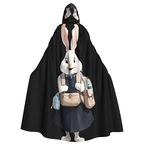 BROLEO Kaninchen im Schulranzen Druck Halloween Erwachsene Kapuzenumhang Herren- und Damenbekleidung Mantel, Rollenspiel BROLEO Kaninchen im Schulranzen Druck Halloween Erwachsene Kapuzenumhang Herren- und Damenbekleidung Mantel, Rollenspiel von BROLEO