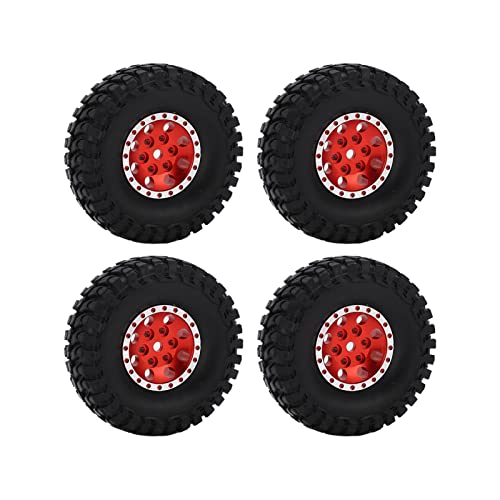 RC Car Upgrade Parts, Convex Concave Texture, 55mm RC Car Tires, Better Grip, Wear Resistance for Axial SCX24 1/24 RC Car (Red) von BROLEO
