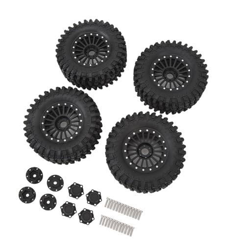 RC-Gummireifen, 6,6 cm RC-Crawler-Reifen, 4 Stück, Aluminium-Legierung Felge für RC-Autoreparatur (schwarz) von BROLEO