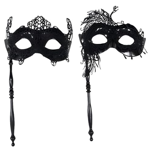 2 Stück Maskerade Masken für Paare, Schwarze Venezianische Party Spitzenmasken Augenmasken, Frauen Venezianische Spitzenmaske Karneval Maske für Männer Frauen Maskerade Kostümfeste Party (Schwarz a) von BRTNUP