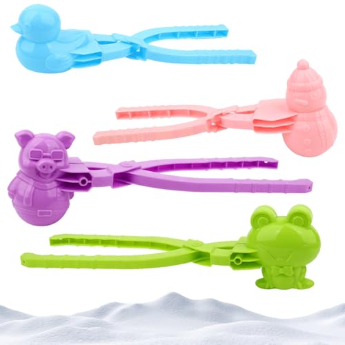 4 Stück Schneeballmaschine, Plastikschneeballclip, Sandball Schneeball Clip Schnee Spielzeug, Schneeball Werkzeug Clip, Winter Schneeball Maker für Kinder Erwachsene Snowball Fight (Rot A) von BRTNUP