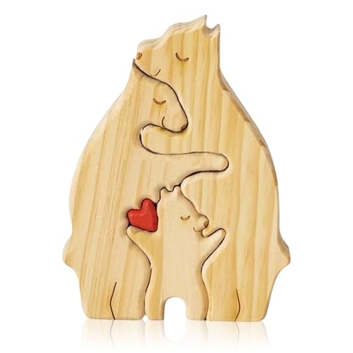 BRTNUP Bärenfamilie Holzpuzzle, Bären Familienpuzzle aus Holz, 3 Bären, Holzbären Familienpuzzle, 3 Holzbären für Familie Jubiläum Geburtstag Geschenke von BRTNUP