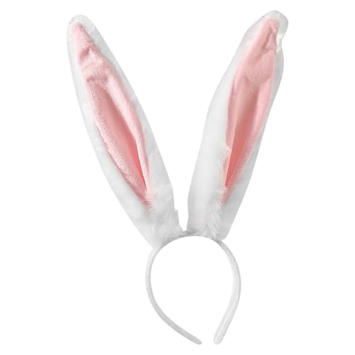 BRTNUP Hasenohren Haarreif Kinder Hasen Ohren Haarreif Plüsch Hasenohren Haarband Stirnband Haarbänder Bunny Ear Haarreif für Hasenkostüm Kinder Erwachsene Karneval Ostern Party (Weiß) von BRTNUP