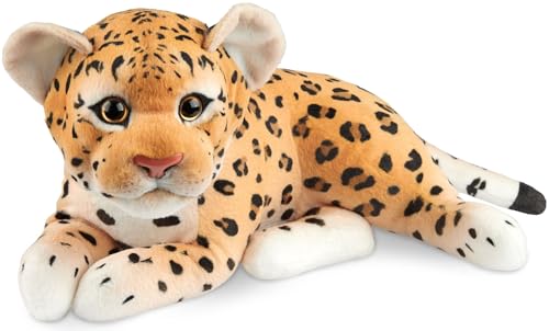 BRUBAKER Leopard Kuscheltier - 30 cm Stofftier - Baby Plüschtier Raubkatze Liegend - Kinder Plüsch Spielzeug - Braun von BRUBAKER