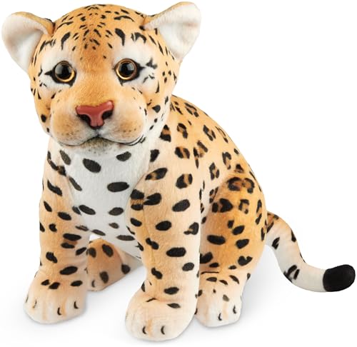 BRUBAKER Leopard Kuscheltier - 30 cm Stofftier - Baby Plüschtier Raubkatze Sitzend - Kinder Plüsch Spielzeug - Braun von BRUBAKER