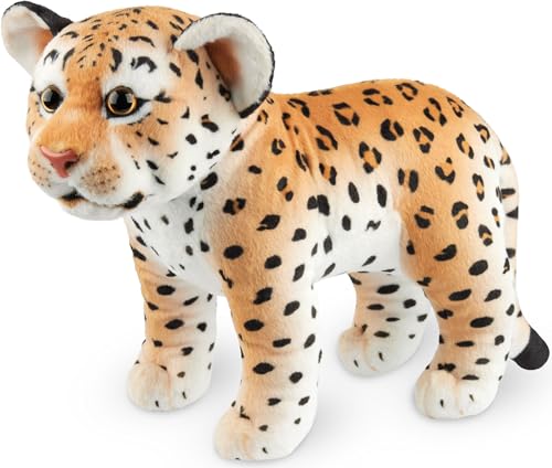 BRUBAKER Leopard Kuscheltier - 30 cm Stofftier - Baby Plüschtier Raubkatze Stehend - Kinder Plüsch Spielzeug - Braun von BRUBAKER