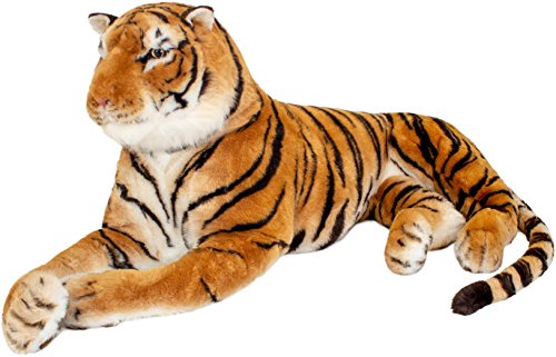 BRUBAKER Riesiges Tiger Kuscheltier in Lebensgröße - Gigantisch Groß Braun 220 cm - König des Dschungels - Bonus Edition! von BRUBAKER