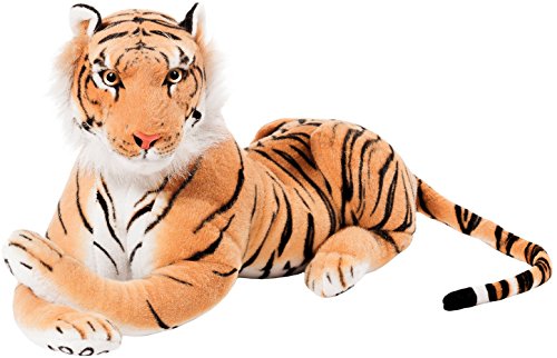 BRUBAKER Tiger Kuscheltier 75 cm - liegend Stofftier Plüschtier - Braun von BRUBAKER