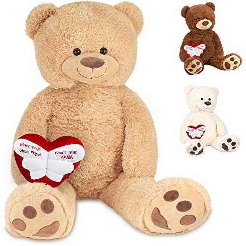 BRUBAKER XXL Teddybär 100 cm Beige mit einem Einen Engel ohne Flügel nennt Man Mama Herz Stofftier Plüschtier Kuscheltier BRUBAKER XXL Teddybär 100 cm Beige mit einem Einen Engel ohne Flügel nennt Man Mama Herz Stofftier Plüschtier Kuscheltier von BRUBAKER
