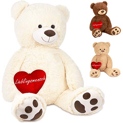BRUBAKER XXL Teddybär 100 cm Weiß mit einem Lieblingsmensch Herz Stofftier Plüschtier Kuscheltier BRUBAKER XXL Teddybär 100 cm Weiß mit einem Lieblingsmensch Herz Stofftier Plüschtier Kuscheltier von BRUBAKER
