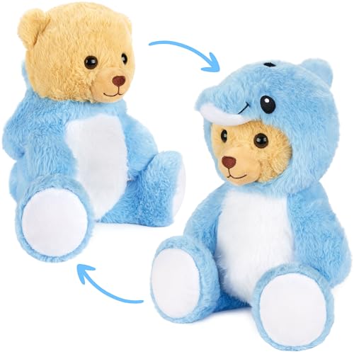 BRUBIES Teddy Delfin - 25 cm Teddybär im Delfinkostüm mit Kapuze - Plüschtier für kuschelige Abenteuer - Kuscheltier Geschenk für Kinder - Blau BRUBIES Teddy Delfin - 25 cm Teddybär im Delfinkostüm mit Kapuze - Plüschtier für kuschelige Abenteuer - Kuscheltier Geschenk für Kinder - Blau von BRUBIES