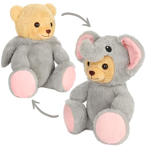 BRUBIES Teddy Elefant - 25 cm Teddybär im Elefantenkostüm mit Kapuze - Plüschtier für kuschelige Abenteuer - Kuscheltier Geschenk für Kinder von BRUBIES