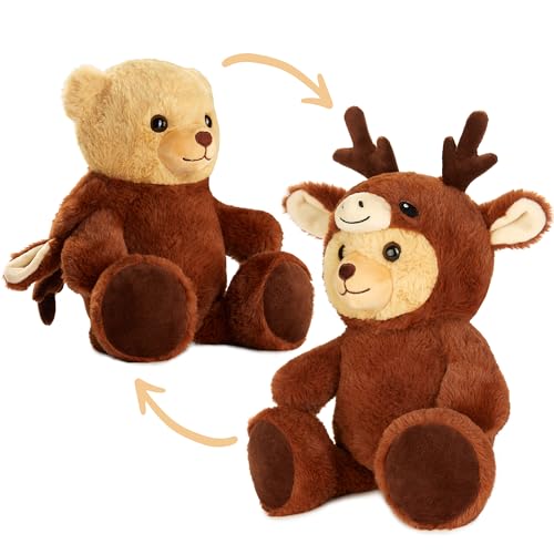 BRUBIES Teddy Hirsch - 25 cm Teddybär im Hirschkostüm mit Kapuze - Plüschtier für kuschelige Abenteuer - Kuscheltier Geschenk für Kinder von BRUBIES