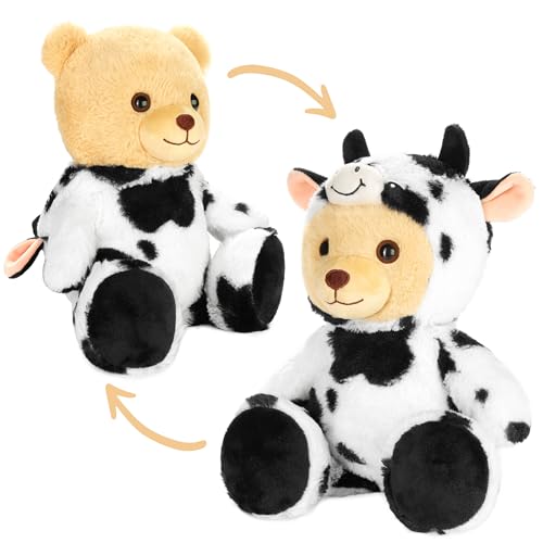 BRUBIES Teddy Kuh - 25 cm Teddybär im Kuhkostüm mit Kapuze - Plüschtier für kuschelige Abenteuer - Kuscheltier Geschenk für Kinder von BRUBIES