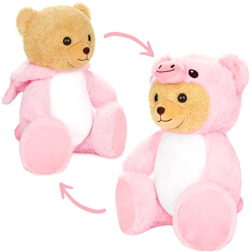 BRUBIES Teddy Ferkel - 25 cm Teddybär im Ferkelkostüm mit Kapuze - Plüschtier für kuschelige Abenteuer - Kuscheltier Geschenk für Kinder von BRUBIES