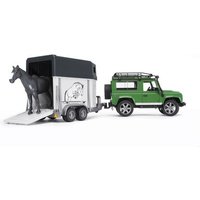 BRUDER 02592 Land Rover Defender Station Wagon mit Pferdeanhänger und 1 Pferd von BRUDER DIE PROFI SERIE