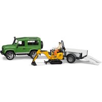 BRUDER 02593 Land Rover Defender, Einachsanhänger, JCB Mikrobagger und Bauarbeiter von BRUDER DIE PROFI SERIE