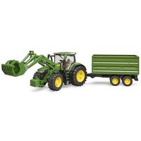 BRUDER 03155 John Deere 7R 350 mit Frontlader und Tandemachstransportanhänger von BRUDER DIE PROFI SERIE