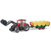 BRUDER 03198 Case IH Optum 300CVX mit Frontlader, Ballentransportanhänger und 8 Rundballen von BRUDER DIE PROFI SERIE