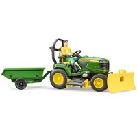 BRUDER 62104 bworld John Deere Aufsitzrasenmäher mit Anhänger und Gärtner von BRUDER DIE PROFI SERIE