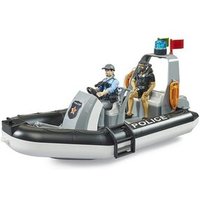 BRUDER 62733 bworld Polizei Schlauchboot, Rundumleuchte, 2 Figuren, Zubehör von BRUDER DIE PROFI SERIE