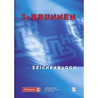 BRUNNEN 1047433 Zeichenblock „3-BRUNNEN-Block“ A4 Deckblatt: blau von BRUNNEN