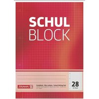 BRUNNEN 1052528 Block „Schulblock“ A4 kariert, mit Randlinie innen und außen, Lin. 28 von BRUNNEN