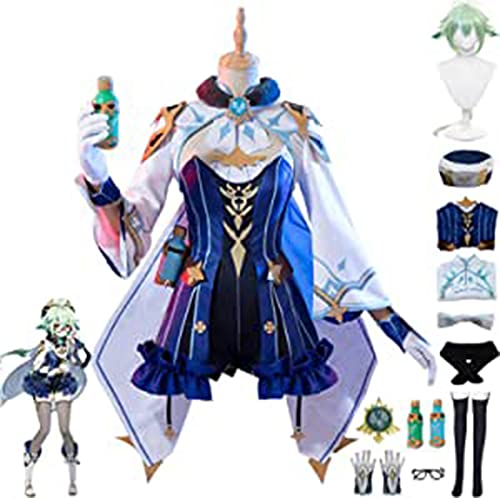 BRZUIL Genshin Impact Cosplay Kostüm, Sucrose Cosplay Outfits Anzug mit Perücke, Genshin Sucrose Motto Halloween Karneval Party Jacke Anzug Kleidung für Maskerade,Grün,XL von BRZUIL