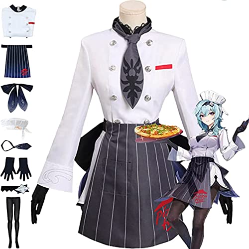 BRZUIL Genshin Impact Kostüm, Eula Cosplay Outfits Anzug für Maskerade, Genshin Theme Eula Halloween Karneval Party Jacke Anzug Kleidung mit Accessoires,Weiß,XS von BRZUIL