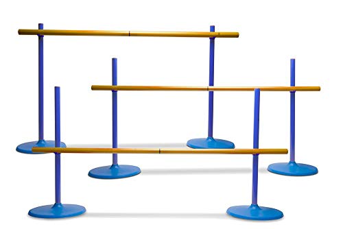 BS Toys Hürden Spiele - Hindernisse für Kinder zum Springen - Parkour kinder draußen - eignet sich für Indoor und Outdoor - ab 6 jahre - hürden leichtathletik Verstellbar - Blau - 102 x 2 x 56 cm von BS Toys